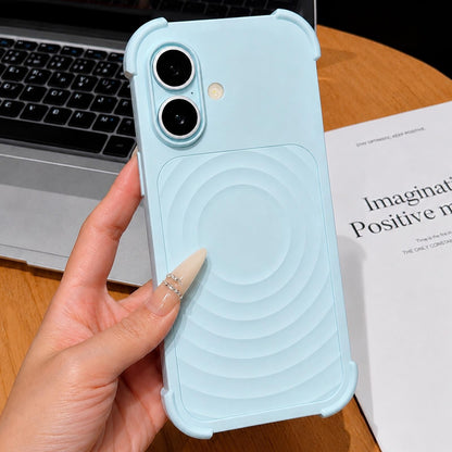 For iPhone 17 Water Ripple Texture Magnetic Phone Case with Lens Film - Sky Blue - EDA009720513G