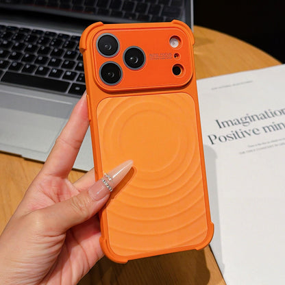 For iPhone 17 Pro Max Water Ripple Texture Magnetic Phone Case with Lens Film - Orange - EDA009720515B