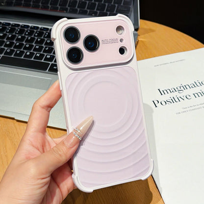 For iPhone 17 Pro Max Water Ripple Texture Magnetic Phone Case with Lens Film - Pink - EDA009720515C