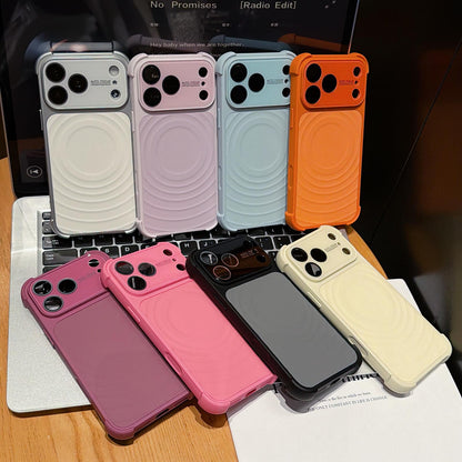 For iPhone 17 Pro Max Water Ripple Texture Magnetic Phone Case with Lens Film - White - EDA009720515A