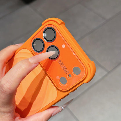 For iPhone 15 Pro Max Water Ripple Texture Magnetic Phone Case with Lens Film - Orange - EDA009720509B