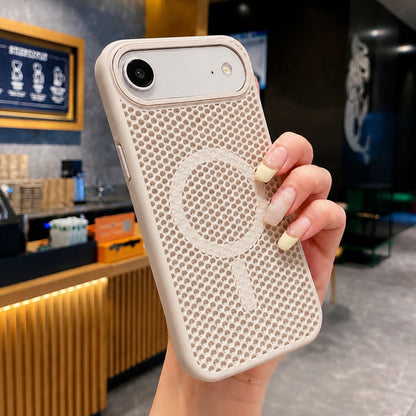 For iPhone Air Skin Feel Honeycomb Cooling Magnetic Phone Case - White - EDA009720823A