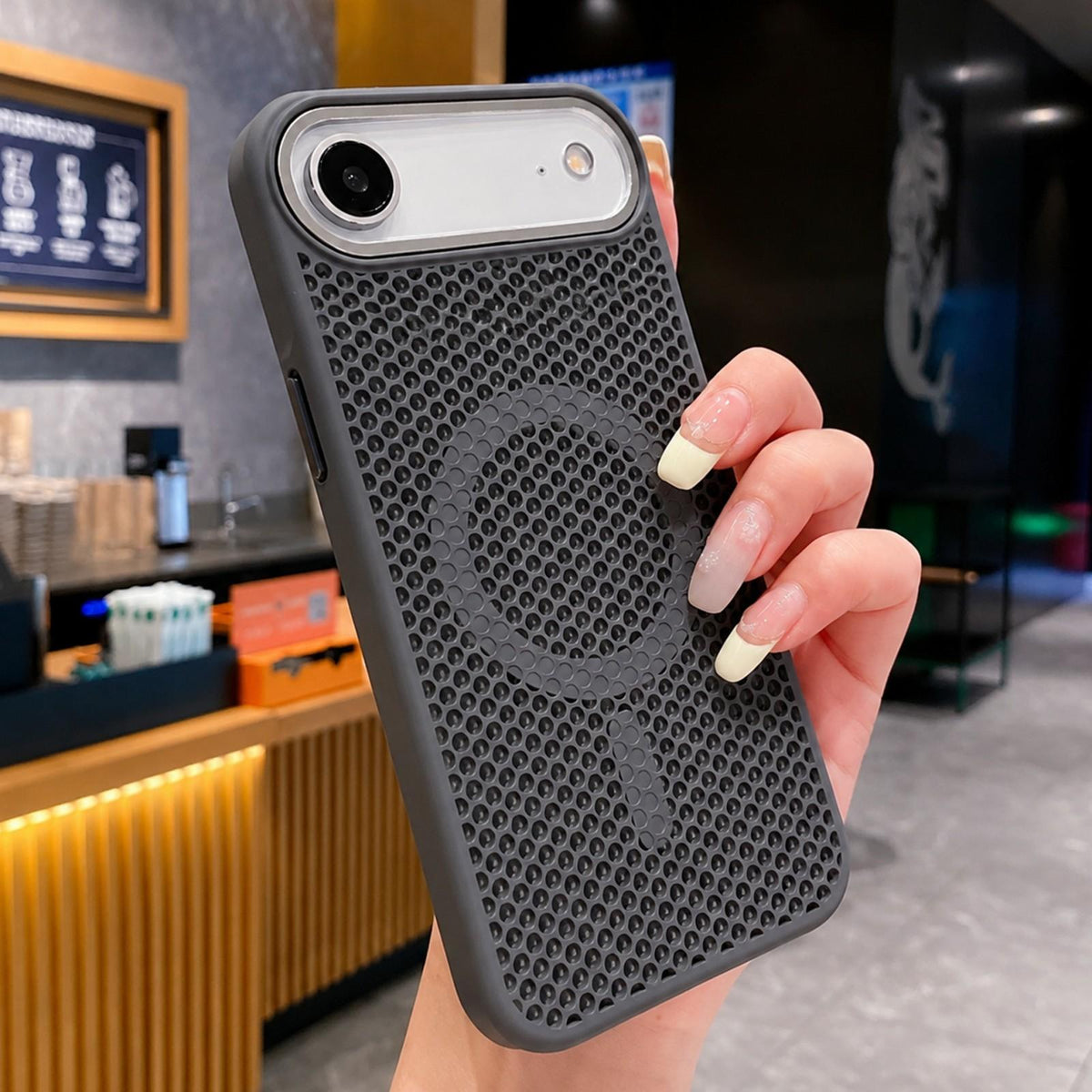 For iPhone Air Skin Feel Honeycomb Cooling Magnetic Phone Case - Grey - EDA009720823F