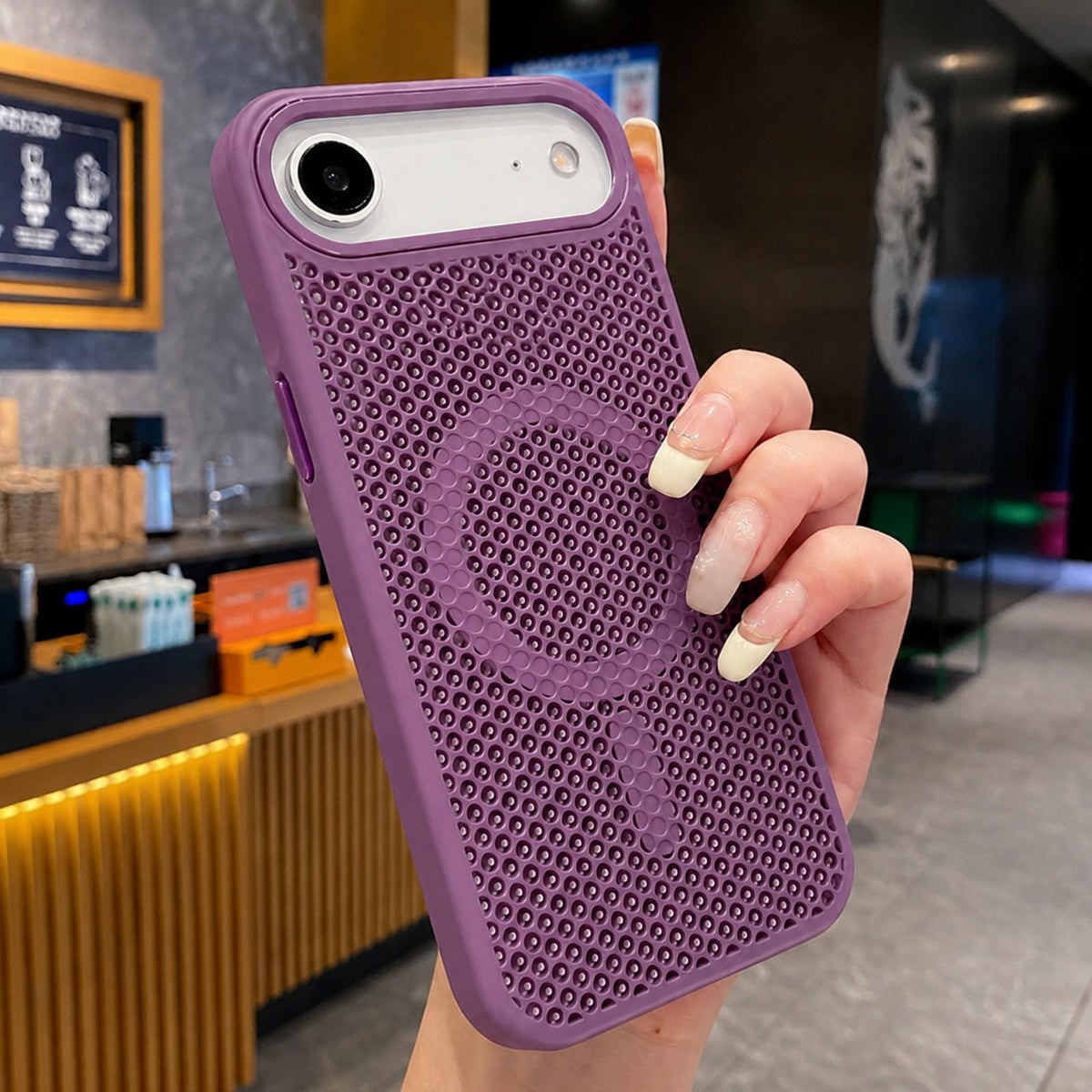 For iPhone Air Skin Feel Honeycomb Cooling Magnetic Phone Case - Light Purple - EDA009720823G