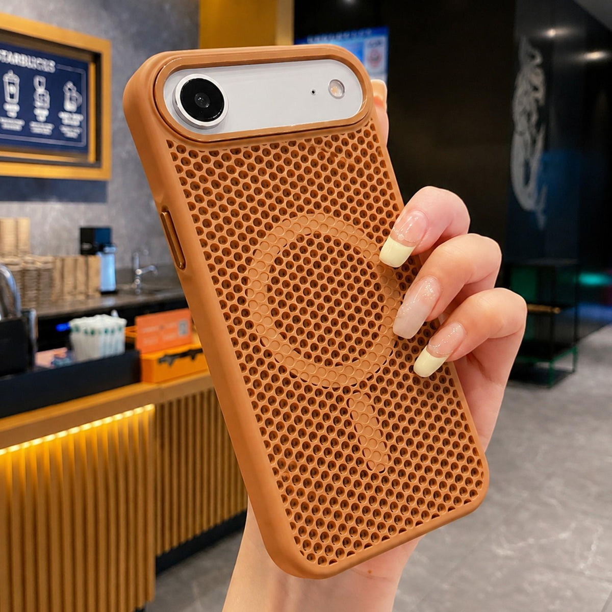 For iPhone Air Skin Feel Honeycomb Cooling Magnetic Phone Case - Desert Gold - EDA009720823H