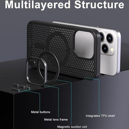 For iPhone 15 Skin Feel Honeycomb Cooling Magnetic Phone Case - Orange - EDA009720813C