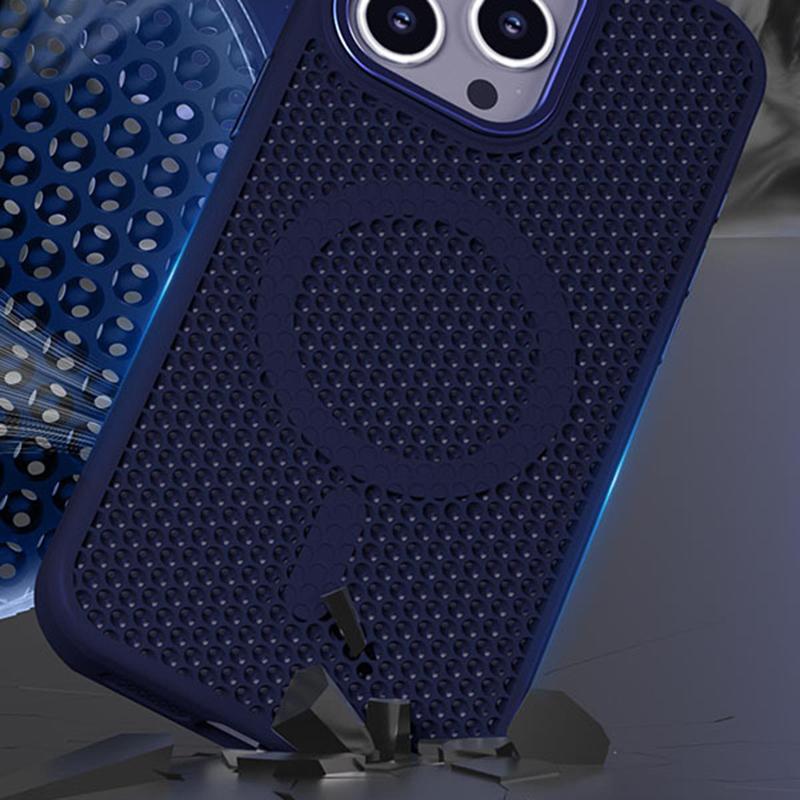For iPhone 15 Skin Feel Honeycomb Cooling Magnetic Phone Case - Orange - EDA009720813C