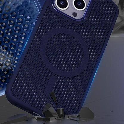 For iPhone 15 Skin Feel Honeycomb Cooling Magnetic Phone Case - Orange - EDA009720813C