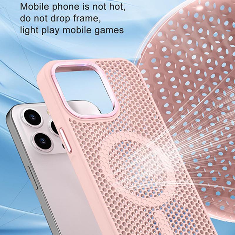 For iPhone 13 Pro Max Skin Feel Honeycomb Cooling Magnetic Phone Case - White - EDA009720808A