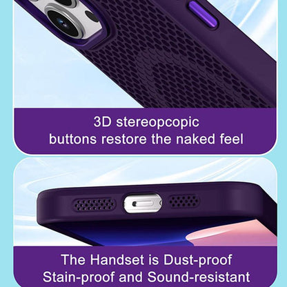 For iPhone 13 Pro Max Skin Feel Honeycomb Cooling Magnetic Phone Case - White - EDA009720808A