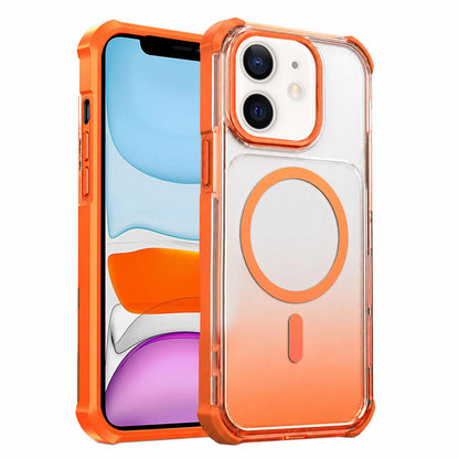 For iPhone 11 Transparent Gradient Magnetic Phone Case - Orange - EDA009721101A