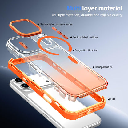 For iPhone 11 Transparent Gradient Magnetic Phone Case - Orange - EDA009721101A