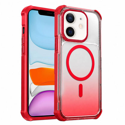 For iPhone 11 Transparent Gradient Magnetic Phone Case - Red - EDA009721101C