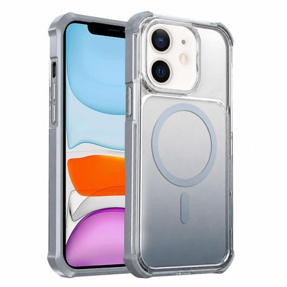 For iPhone 11 Transparent Gradient Magnetic Phone Case - Grey - EDA009721101D