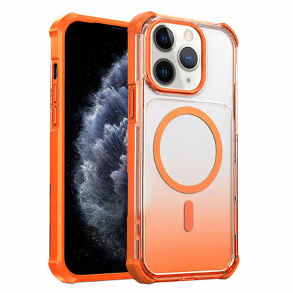 For iPhone 11 Pro Max Transparent Gradient Magnetic Phone Case - Orange - EDA009721102A