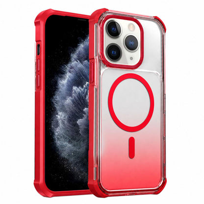 For iPhone 11 Pro Max Transparent Gradient Magnetic Phone Case - Red - EDA009721102C