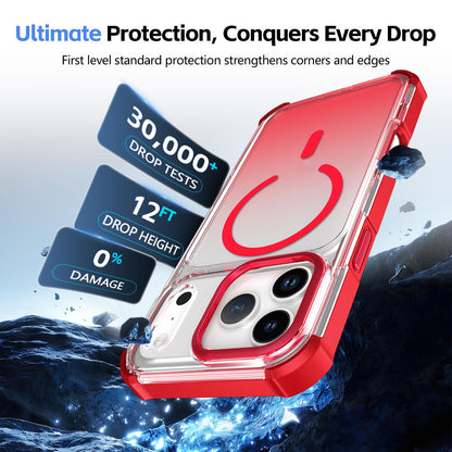 For iPhone 12 Transparent Gradient Magnetic Phone Case - Red - EDA009721103C