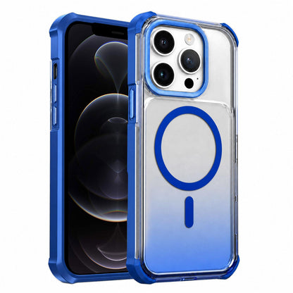 For iPhone 12 Pro Transparent Gradient Magnetic Phone Case - Blue - EDA009721104E
