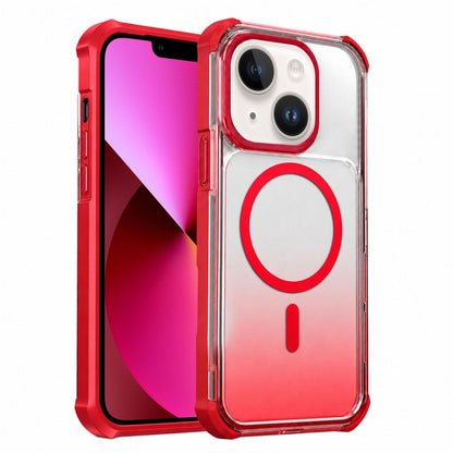 For iPhone 13 Transparent Gradient Magnetic Phone Case - Red - EDA009721106C