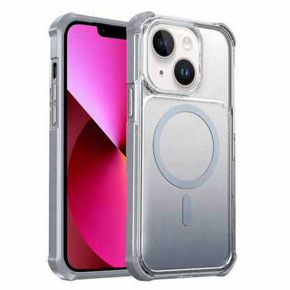 For iPhone 13 Transparent Gradient Magnetic Phone Case - Grey - EDA009721106D