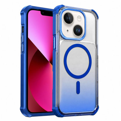 For iPhone 13 Transparent Gradient Magnetic Phone Case - Blue - EDA009721106E
