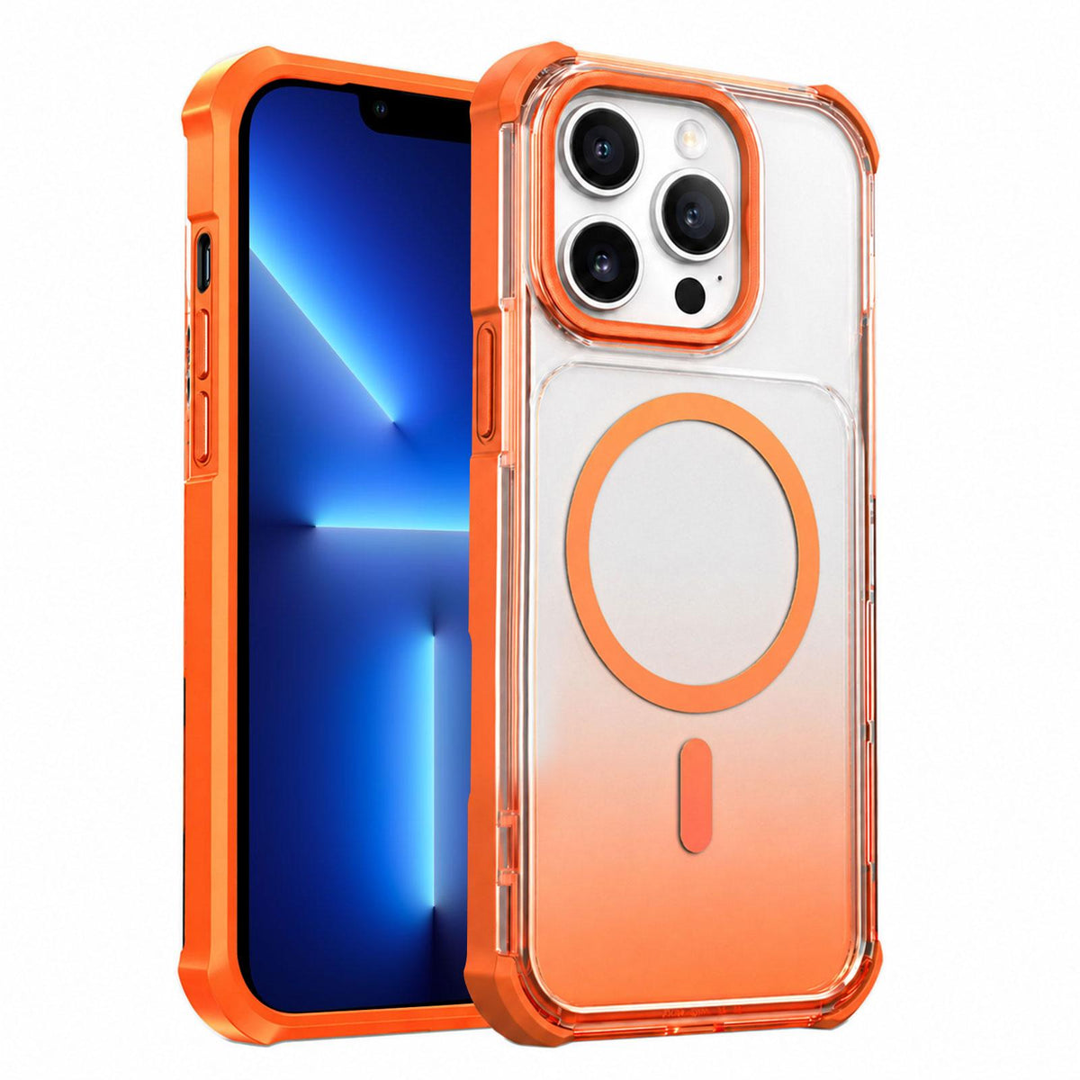 For iPhone 13 Pro Max Transparent Gradient Magnetic Phone Case - Orange - EDA009721108A