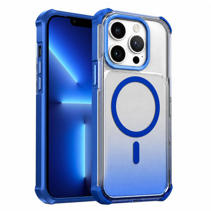 For iPhone 13 Pro Max Transparent Gradient Magnetic Phone Case - Blue - EDA009721108E