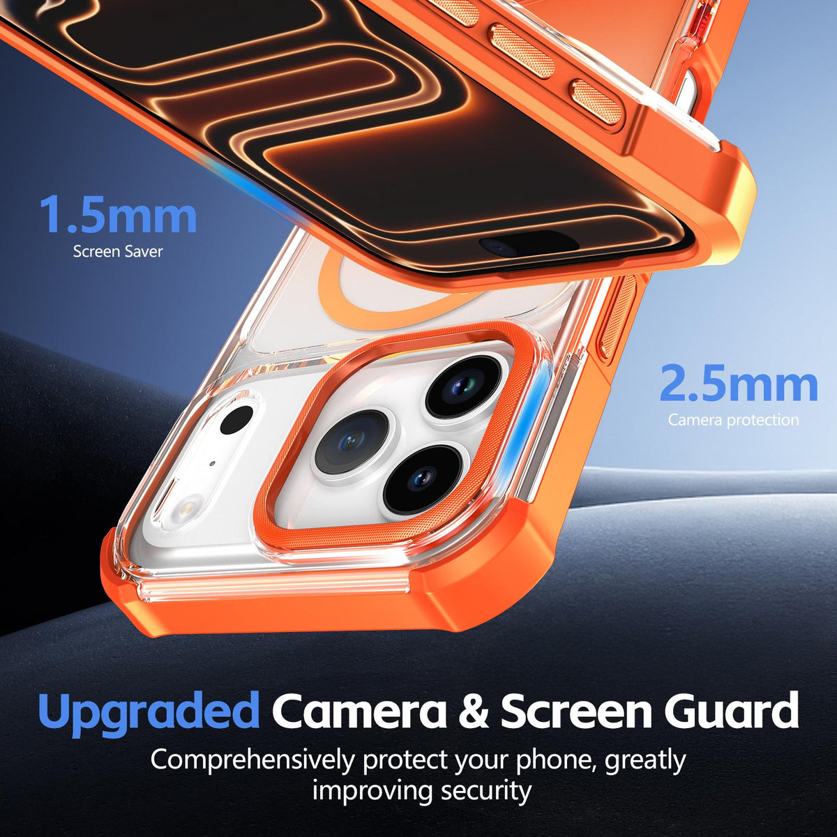 For iPhone 14 Pro Max Transparent Gradient Magnetic Phone Case - Orange - EDA009721111A