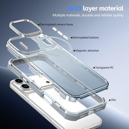 For iPhone 14 Pro Max Transparent Gradient Magnetic Phone Case - Grey - EDA009721111D