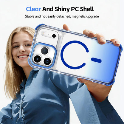 For iPhone 14 Pro Max Transparent Gradient Magnetic Phone Case - Blue - EDA009721111E