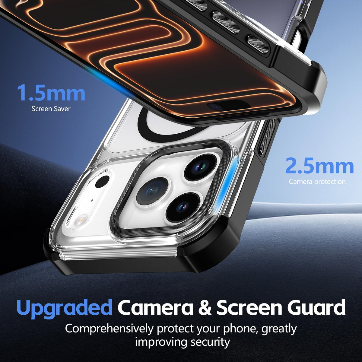 For iPhone 15 Transparent Gradient Magnetic Phone Case - Black - EDA009721112B