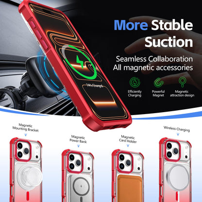 For iPhone 15 Transparent Gradient Magnetic Phone Case - Red - EDA009721112C