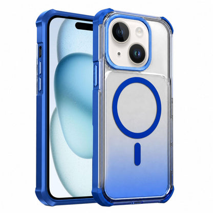 For iPhone 15 Transparent Gradient Magnetic Phone Case - Blue - EDA009721112E