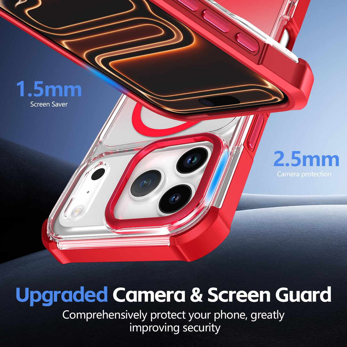 For iPhone 15 Plus Transparent Gradient Magnetic Phone Case - Red - EDA009721113C