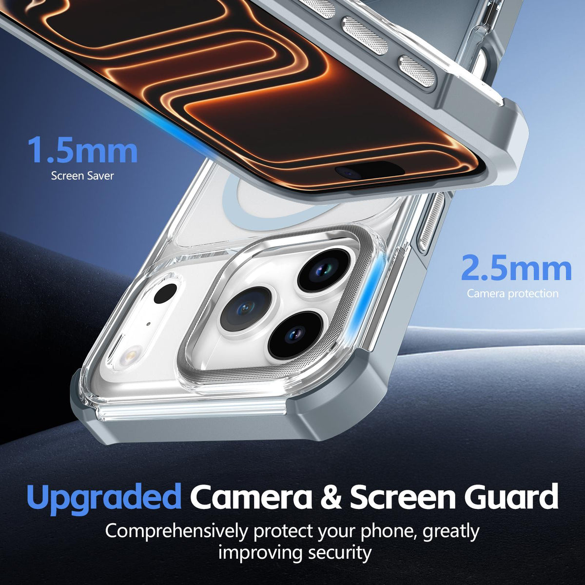 For iPhone 15 Plus Transparent Gradient Magnetic Phone Case - Grey - EDA009721113D