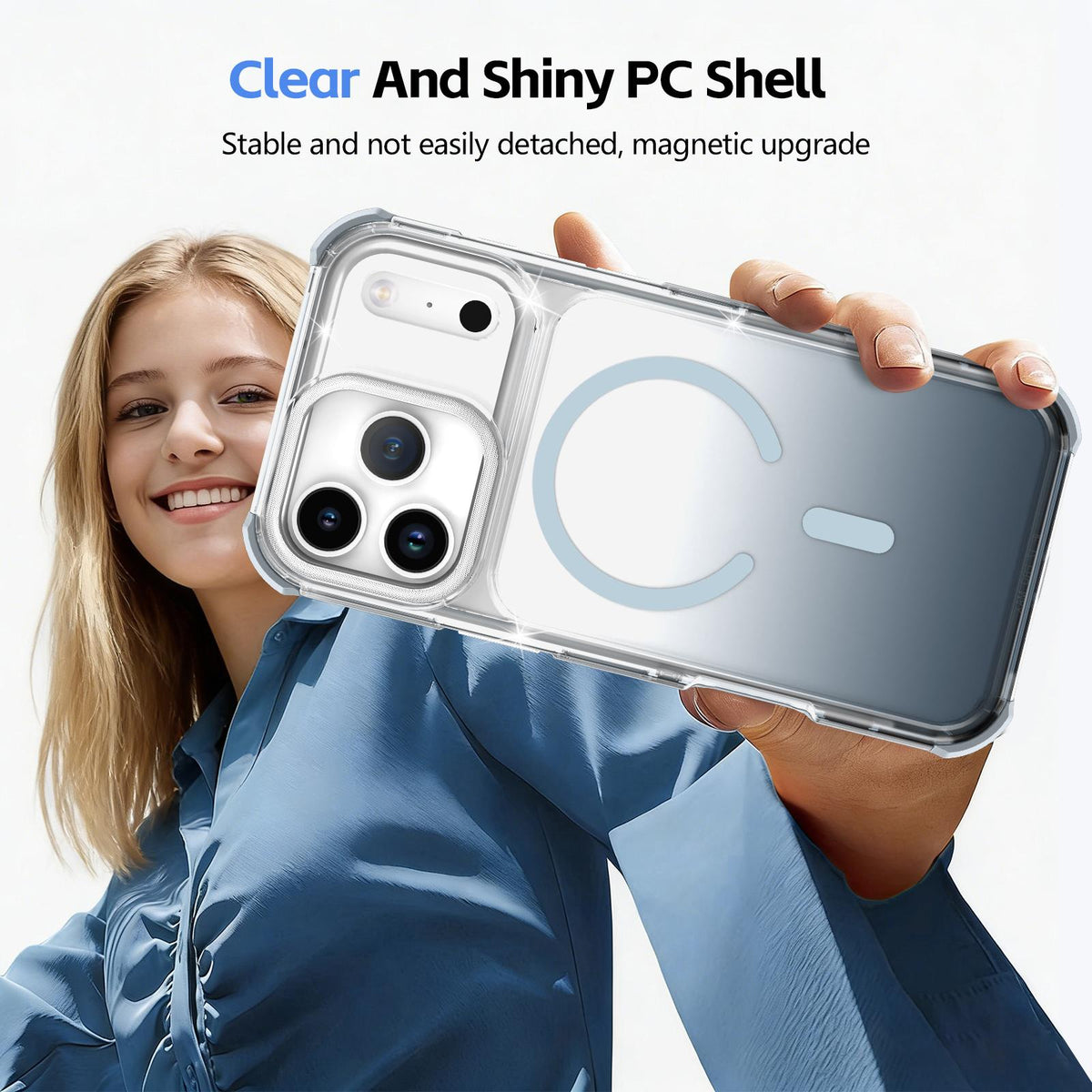 For iPhone 15 Pro Transparent Gradient Magnetic Phone Case - Grey - EDA009721114D