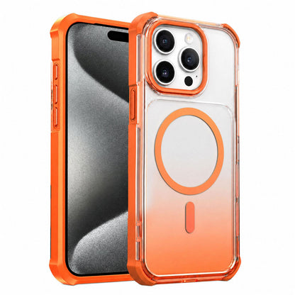 For iPhone 15 Pro Max Transparent Gradient Magnetic Phone Case - Orange - EDA009721115A