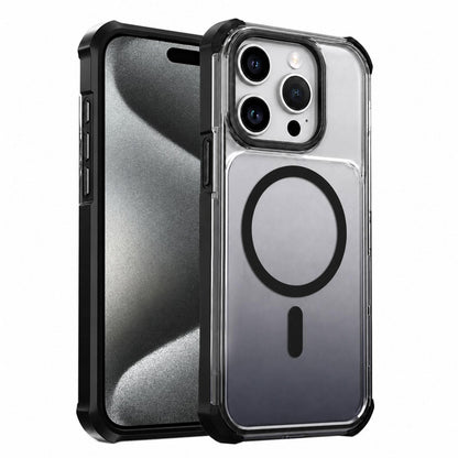 For iPhone 15 Pro Max Transparent Gradient Magnetic Phone Case - Black - EDA009721115B