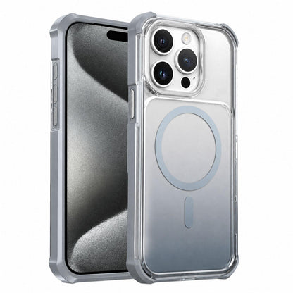 For iPhone 15 Pro Max Transparent Gradient Magnetic Phone Case - Grey - EDA009721115D