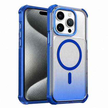 For iPhone 15 Pro Max Transparent Gradient Magnetic Phone Case - Blue - EDA009721115E