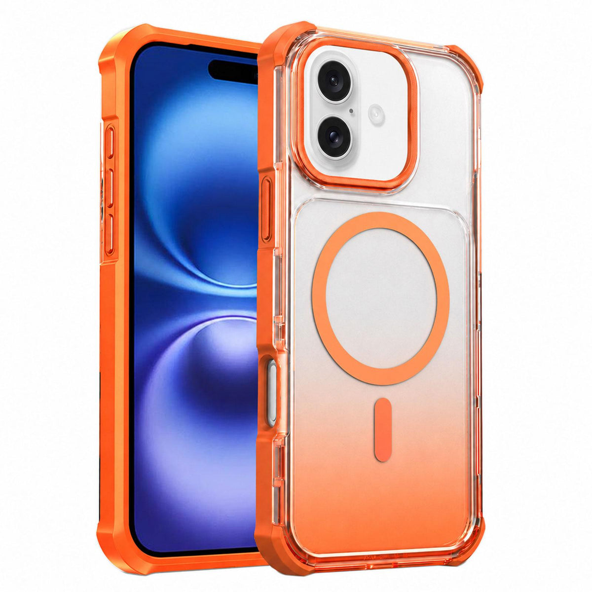For iPhone 16 Transparent Gradient Magnetic Phone Case - Orange - EDA009721116A