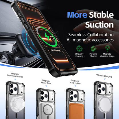 For iPhone 16 Transparent Gradient Magnetic Phone Case - Black - EDA009721116B