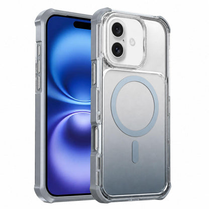 For iPhone 16 Transparent Gradient Magnetic Phone Case - Grey - EDA009721116D