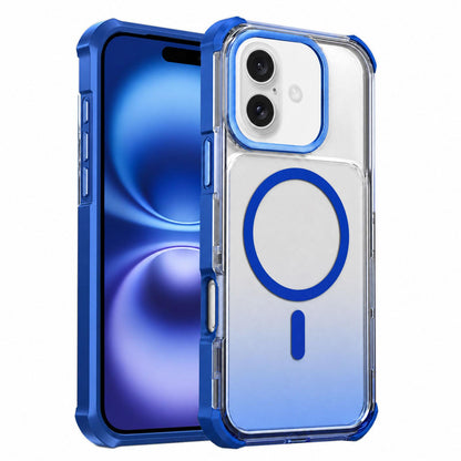 For iPhone 16 Transparent Gradient Magnetic Phone Case - Blue - EDA009721116E