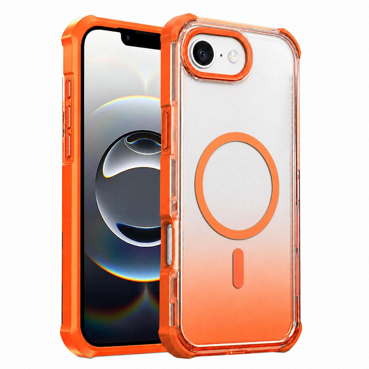 For iPhone 17e / 16e Transparent Gradient Magnetic Phone Case - Orange - EDA009721117A
