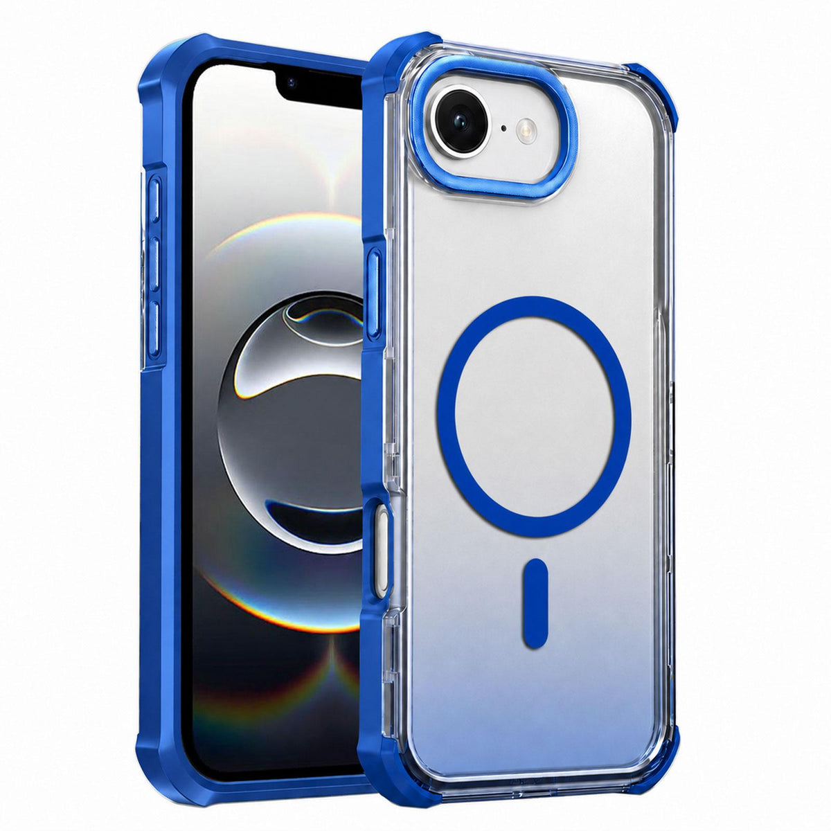 For iPhone 17e / 16e Transparent Gradient Magnetic Phone Case - Blue - EDA009721117E