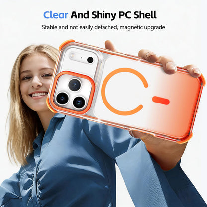 For iPhone 16 Plus Transparent Gradient Magnetic Phone Case - Orange - EDA009721118A