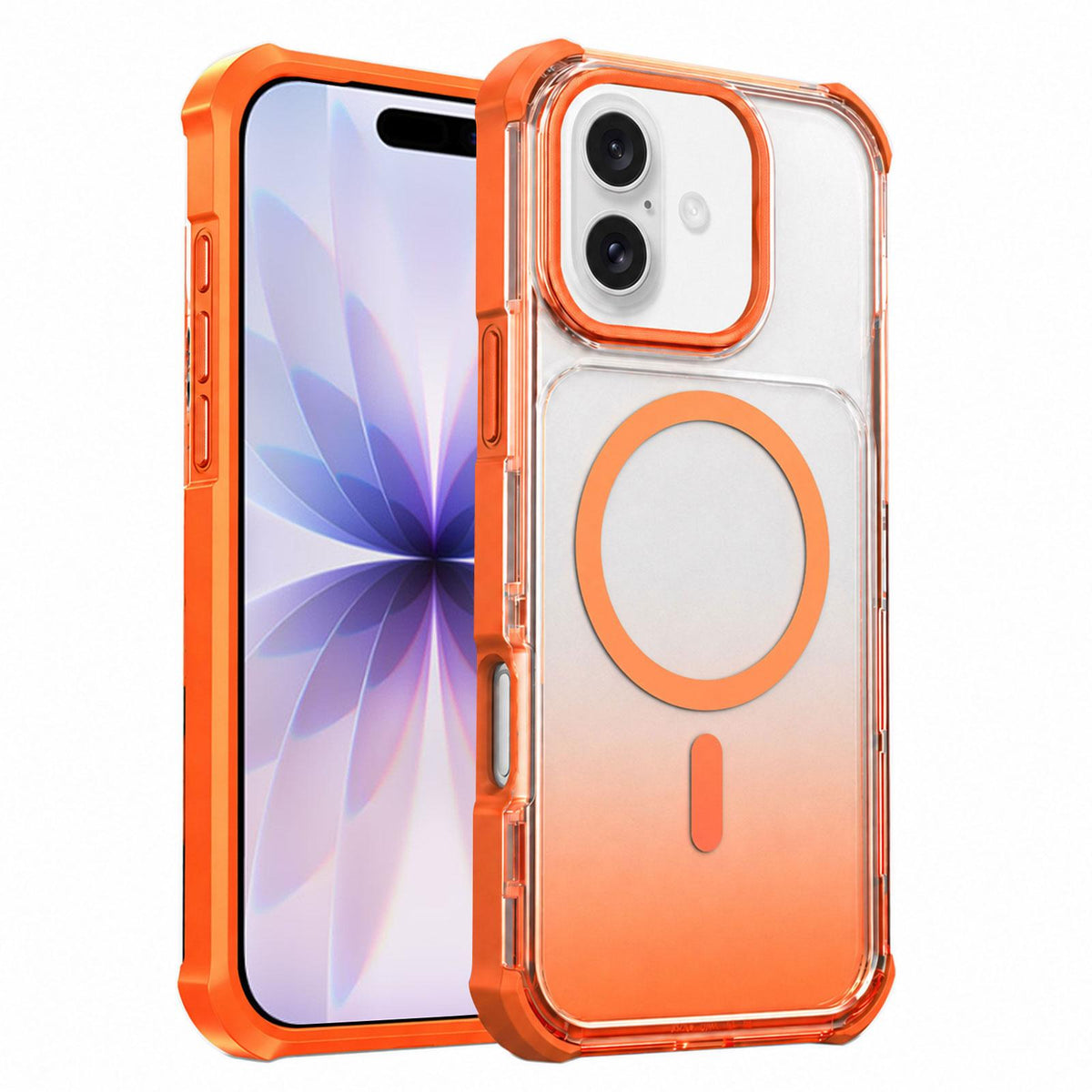 For iPhone 17 Transparent Gradient Magnetic Phone Case - Orange - EDA009721121A