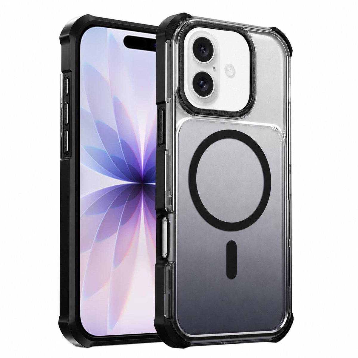 For iPhone 17 Transparent Gradient Magnetic Phone Case - Black - EDA009721121B