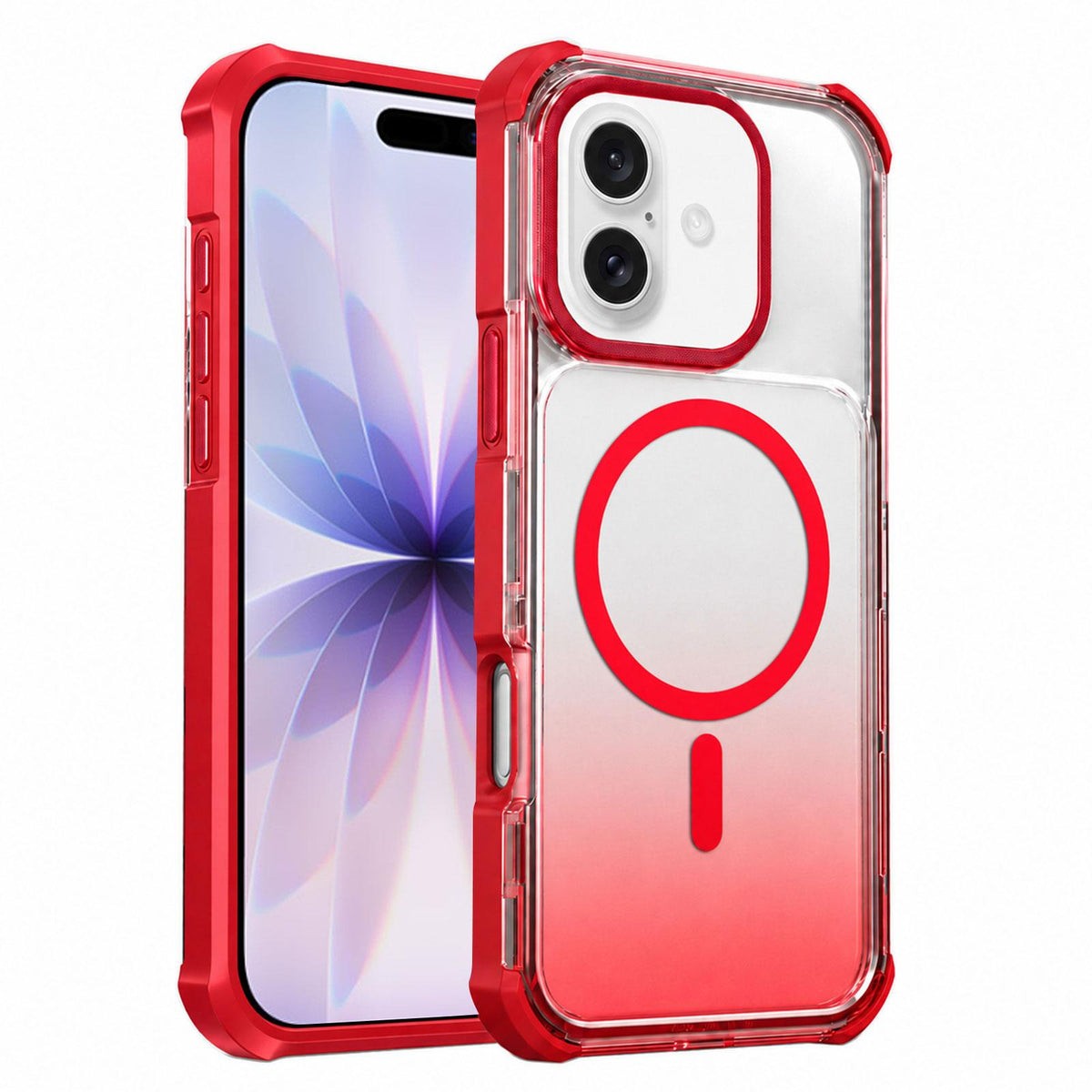 For iPhone 17 Transparent Gradient Magnetic Phone Case - Red - EDA009721121C